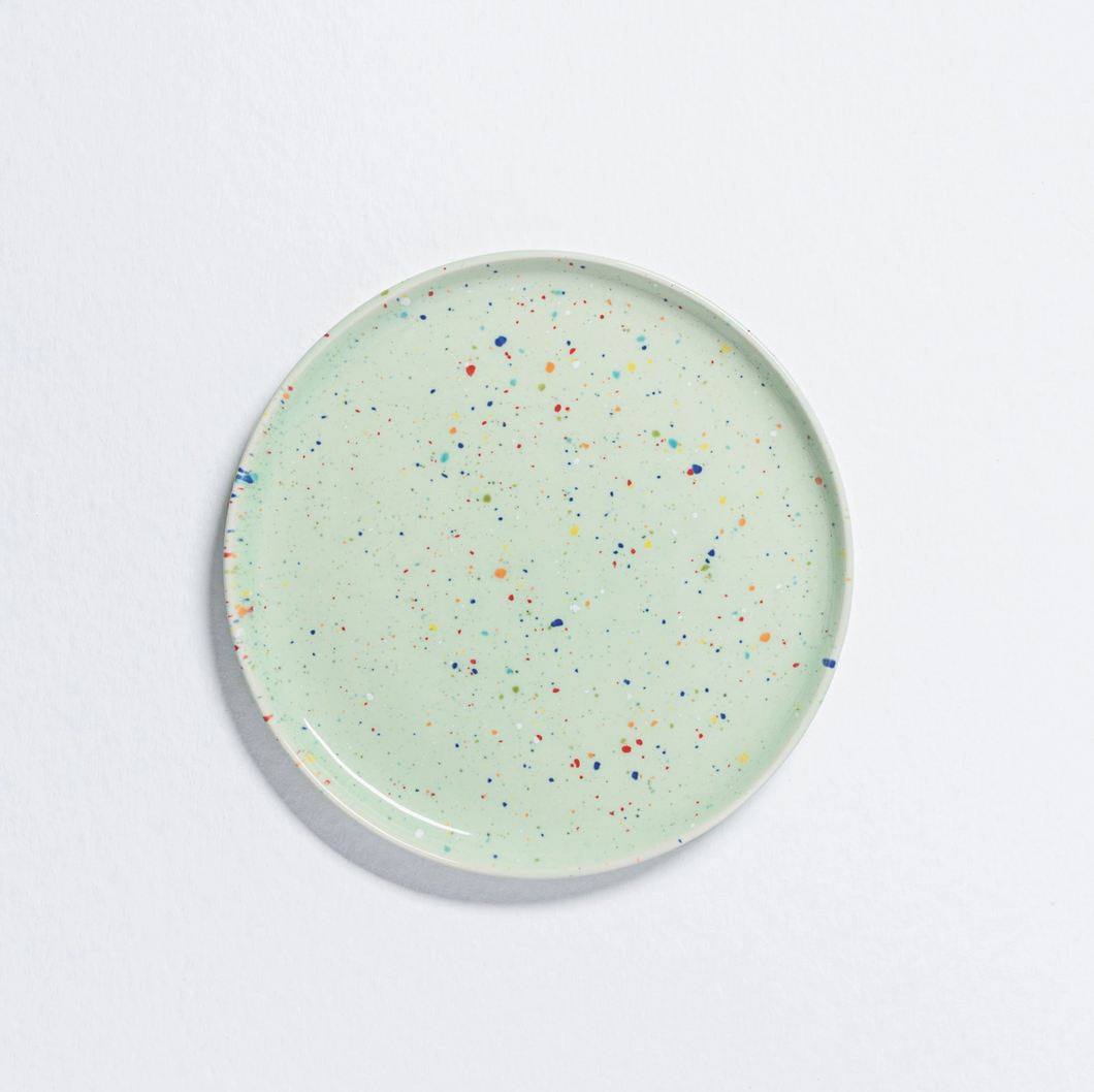 Plate small confetti mint