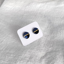 Load image into Gallery viewer, Ceramic earrings mini navy blue gold
