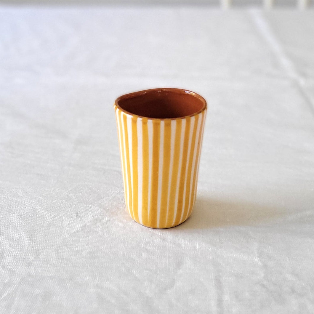 Striped ocher espresso mug